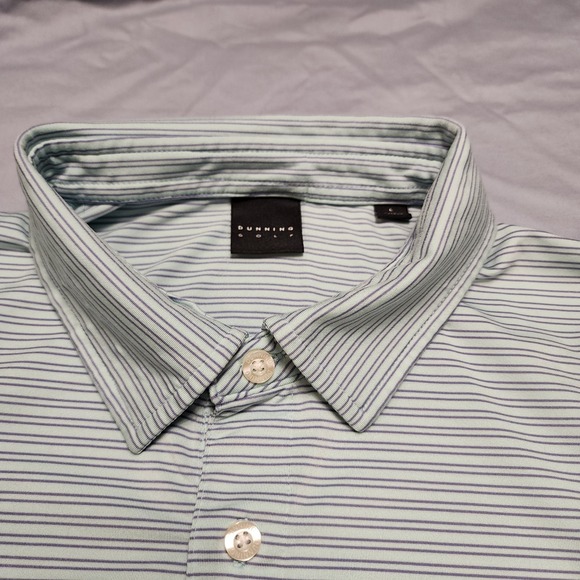 dunning Other - Dunning Mens Striped Performance Polo Green Size Large